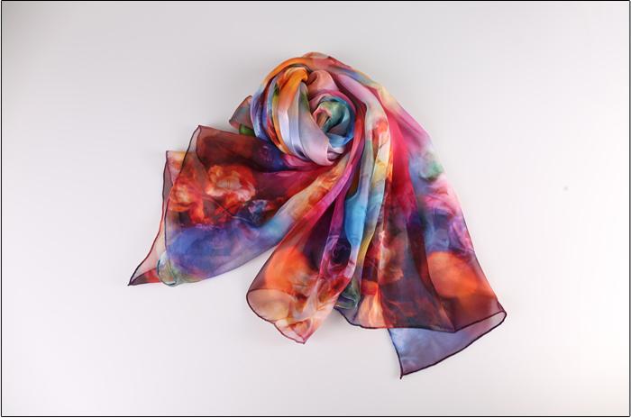  龙翔纺织产品分类 按工艺分类 印花围巾 高档真丝围巾设计: 龙翔